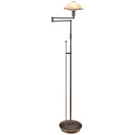 Aging Eye Glass Shade Swing Arm Floor Lamp