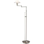 Aging Eye Glass Shade Swing Arm Floor Lamp
