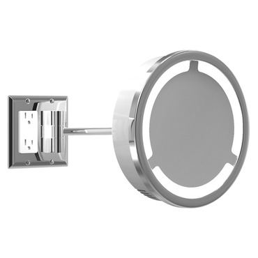 Single Arm Halo Light Wall Mirror W / Outlet Single Arm Halo Light Wall Mirror W / Outlet