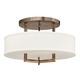 Hampton 3201 Semi Flush Ceiling - Brushed Bronze / Off White