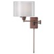 Double Shade Swing Arm Wall Sconce - Oil Brushed Bronze / Organza / White Linen Double Shade Swing Arm Wall Sconce - Oil Brushed Bronze / Organza / White Linen