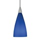 Drop Pendant - Satin Nickel / Blue Drop Pendant - Satin Nickel / Blue