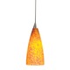 Decorative Low Voltage Flute Glass Pendant - Satin Nickel / Inferno