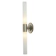 Long Cylinder 2 Light Bath Bar - Matte Satin Nickel / White Opal