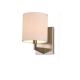 Fisher Island Round Wall Sconce - Satin Nickel / White Grasscloth