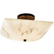 Square Bowl Semi Flush Ceiling Mount - Dark Bronze / Faux Alabaster