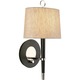 Ventana Wall Sconce - Ebony/Polished Nickel / Natural Linen
