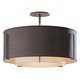 Exos Double Shade Semi Flush Ceiling Mount - Dark Smoke / Eclipse Suede/ Natural Linen Inner