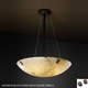 Round Bowl Pendant W / Cylindrical Finials - Dark Bronze / Faux Alabaster
