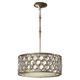 Lucia 3 Light Pendant - Burnished Silver / Beige Lucia 3 Light Pendant - Burnished Silver / Beige