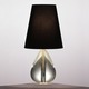 Claridge Mini Tear Drop Accent Lamp - Lead Crystal With Polished Nickel / Black Silk Dupioni