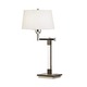 Wonton Swing Arm Table Lamp - Silver/Weathered Ebony / Off White