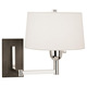 Wonton Reading Arm Wall Sconce - Silver/Weathered Ebony / Off White