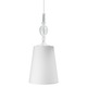 Kiev Large Pendant - Satin Nickel / White / Clear