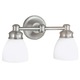 Spencer Bath Bar 2-Light - Brushed Nickel / Opal