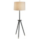 Ventana Tripod Floor Lamp - Ebony/Antique Brass / Natural Linen
