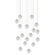 Bubble Ball 17 Light Linear Suspension - Satin Nickel / Clear