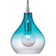 Small Curved Pendant - Silver / Aqua / Clear