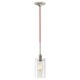 Retro Cylinder II Pendant - Polished Nickel / Red Cord / Clear