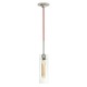 Retro Kitchen Tubular Pendant - Satin Nickel / Red Cord / Clear