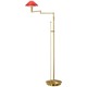 Aging Eye Glass Shade Swing Arm Floor Lamp - Antique Brass / Magma Red