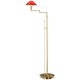 Aging Eye Glass Shade Swing Arm Floor Lamp - Brushed Brass / Magma Red