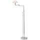 Aging Eye Glass Shade Swing Arm Floor Lamp - Chrome / Alabaster Brown