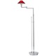 Aging Eye Glass Shade Swing Arm Floor Lamp - Chrome / Magma Red