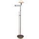 Aging Eye Glass Shade Swing Arm Floor Lamp - Hand Brushed Old Bronze / Alabaster Brown
