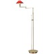 Aging Eye Glass Shade Swing Arm Floor Lamp - Polished Brass / Magma Red