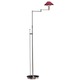 Aging Eye Glass Shade Swing Arm Floor Lamp - Satin Nickel / Magma Red