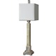 Kemonte Table Lamp - Silver Plated / White Linen