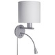 Wall Sconce with LED Reading Lamp - Satin Chrome / White Wall Sconce with LED Reading Lamp - Satin Chrome / White