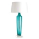 Wilhelmina Table Lamp - Aqua Ribbed Glass / White