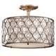 Lucia Semi Flush Ceiling Light - Burnished Silver / Beige