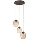 Bubble 3 Light Pendant - Copper Bronze Patina / Teak