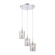 P963 Grid II 3-Light Pendant - Chrome / Clear/Chrome Mesh P963 Grid II 3-Light Pendant - Chrome / Clear/Chrome Mesh