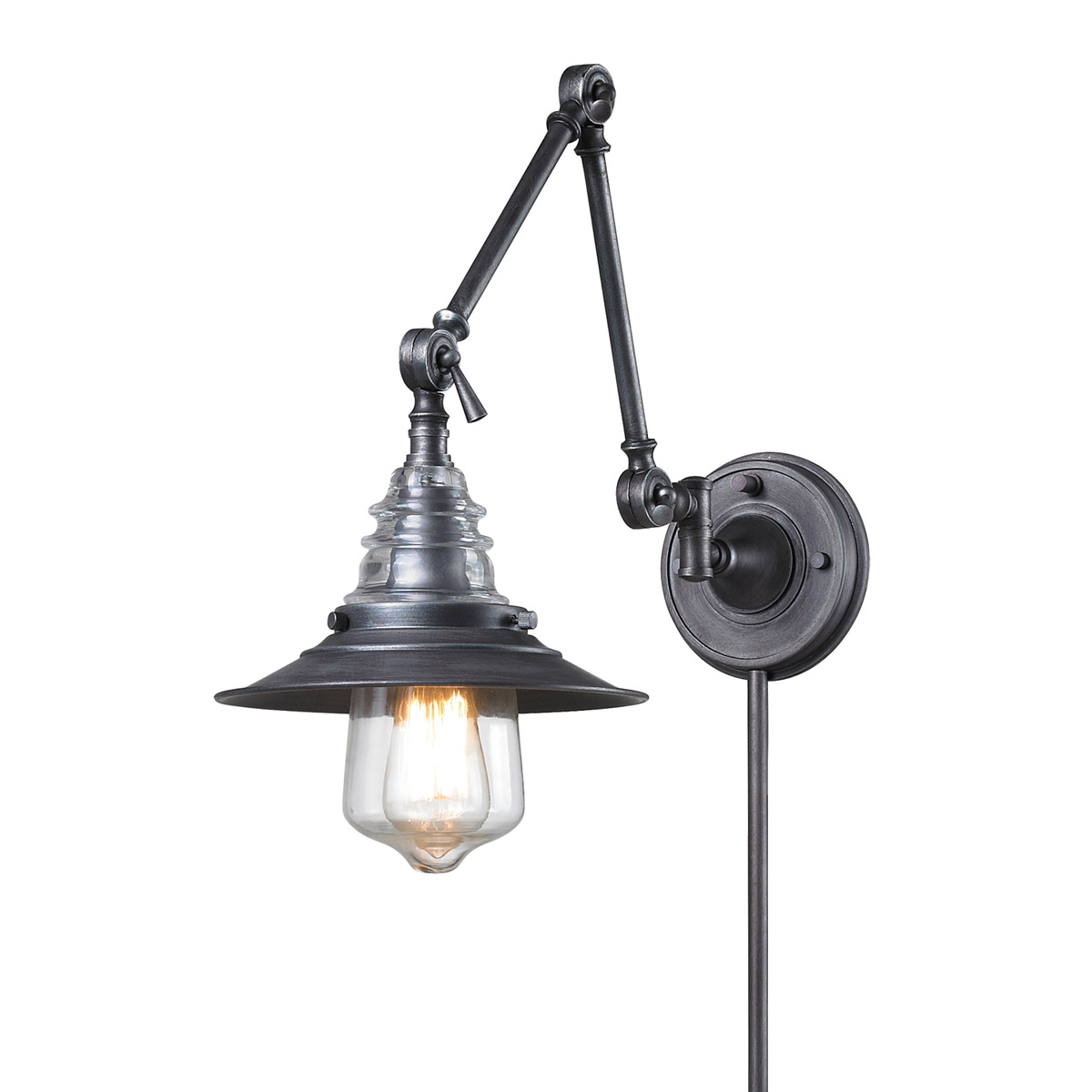 Insulator Retro Swing Arm Plug in Wall Sconce by Elk Lighting 66826-1
