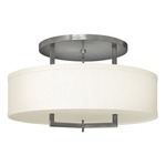 Hampton Semi Flush Ceiling Light - Antique Nickel / Off White Linen