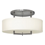 Hampton Semi Flush Ceiling Light - Antique Nickel / Off White Linen