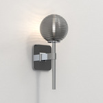 Tacoma Round Wall Sconce - Polished Chrome / Smoke Ribbed