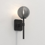 Tacoma Round Wall Sconce - Matte Black / Smoke Ribbed