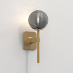 Tacoma Round Wall Sconce - Antique Brass / Smoke Ribbed
