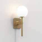 Tacoma Round Wall Sconce - Antique Brass / White Ribbed