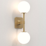 Tacoma Round Twin Wall Sconce - Antique Brass / White