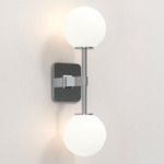 Tacoma Round Twin Wall Sconce - Polished Chrome / White Ribbed