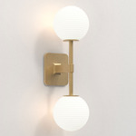 Tacoma Round Twin Wall Sconce - Antique Brass / White Ribbed