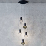 Gask Multi Light Pendant - Matte Black / Army Green & Transparent