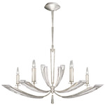 Vol de Cristal Oblong Chandelier - Platinized Silver Leaf / Crystal
