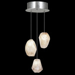 Natural Inspirations Quartz Multi Light Pendant - Silver Leaf / Natural Quartz